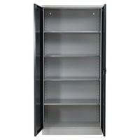 STAHLSCHRANK Bee mit 10 lackierten Fachböden 195x92x50 cm Korpusfarbe Lichtgrau Frontfarbe Schwarz - Schwarz, Metall (92/195/50cm)