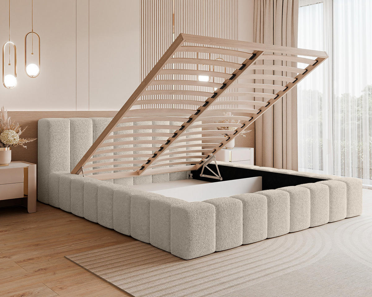 POLSTERBETT OMENO 140x200 cm, Beige - Beige, Textil (200/140cm) - Fedve