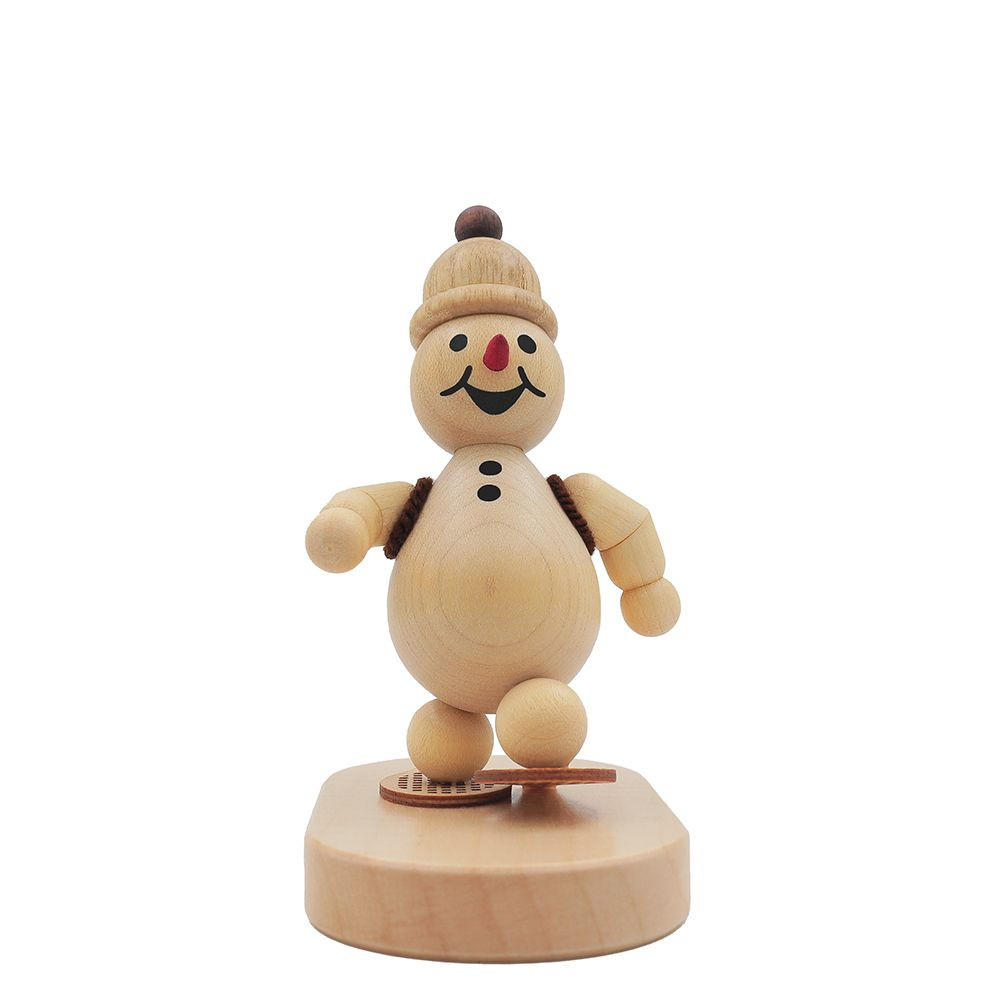 HOLZFIGUR Schneemann Junior Schneewanderer auf Sockel 9 cm - Multicolor, Holz (9/9/0.1cm)