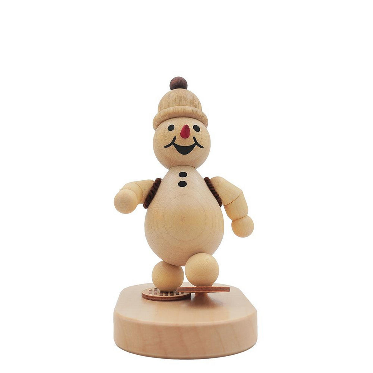 HOLZFIGUR Schneemann Junior Schneewanderer auf Sockel 9 cm - Multicolor, Holz (9/9/0.1cm)