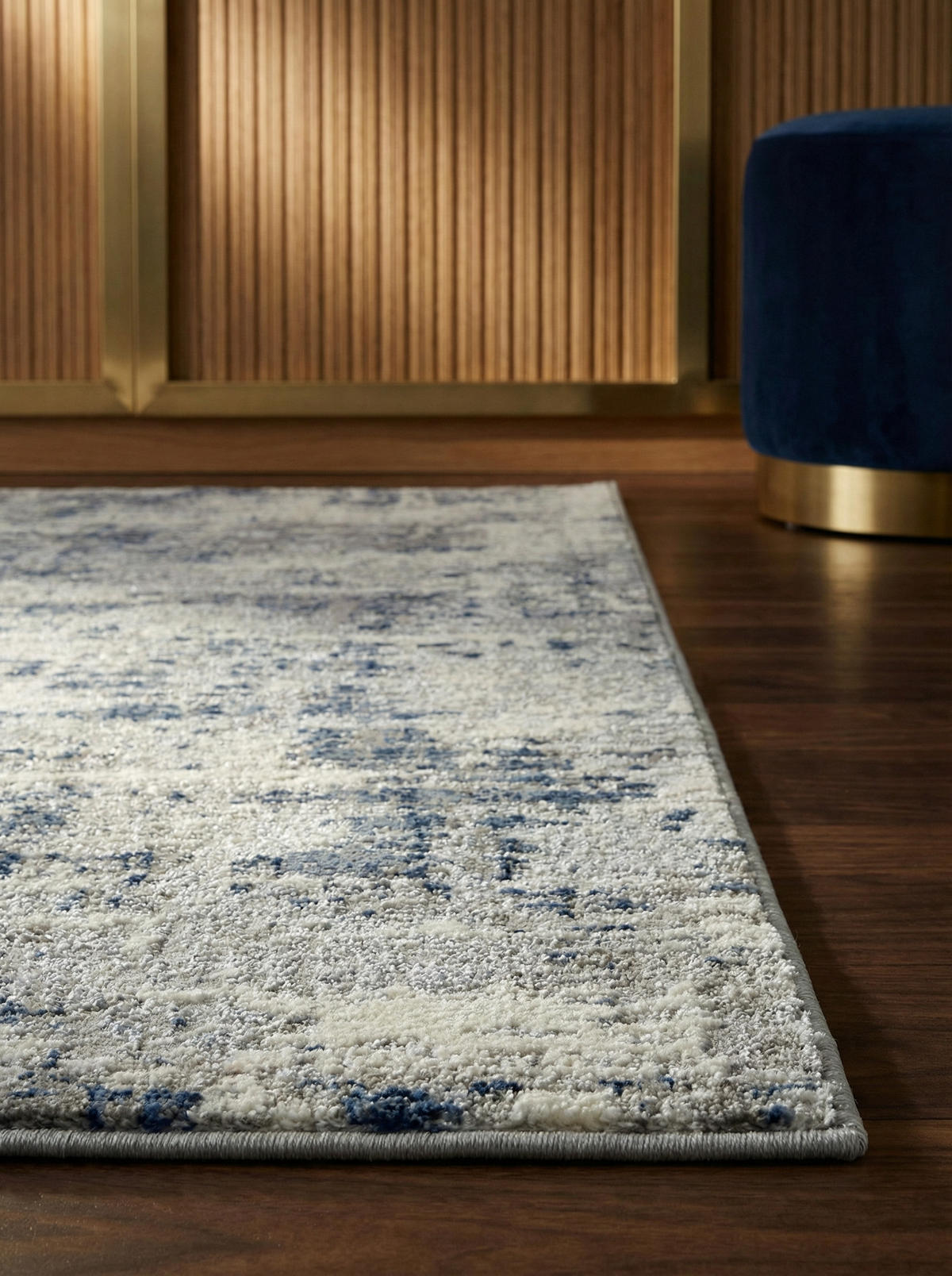 TEPPICH Velours mit Metallic-Glanz abstrakt robust pflegeleicht PARMA-Sorbolo, Dunkelblau 120x170 cm - Dunkelblau, Textil (120/170cm) - KADIMA DESIGN