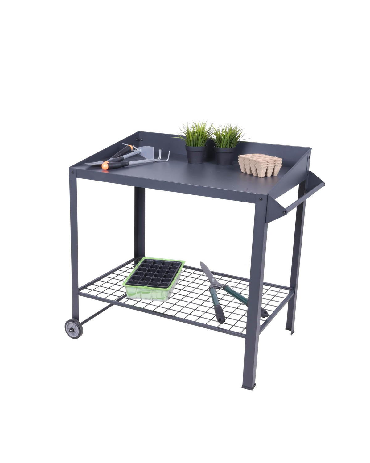 PFLANZTISCH Turku Mobil Anthrazit Stahl Gärtnertisch - Anthrazit, Metall (90/55/90cm) - DELUKE