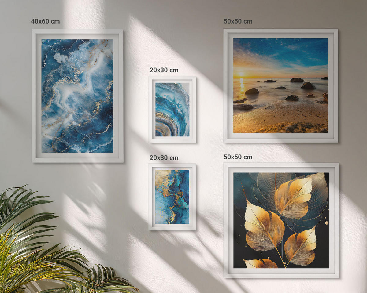 WANDBILDER 5er-Set - 50x50 cm & 20x30 cm & 40x60 cm Weißer Rahmen - Porträt einer Frau, Auge, Farben, Emotionen - Weiß, Kunststoff (40/60cm) - ArtPrintCave