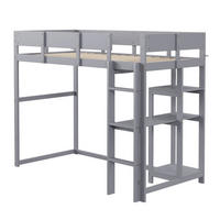 HOCHBETT mit Ablageregal 90/200 cm, Grau aus Kiefernholz - Grau, Holz (90/200cm) - MIVRAY