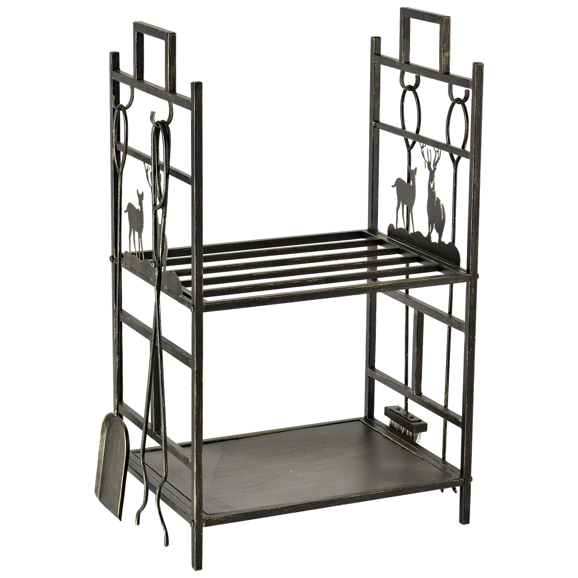 ComfortXL Kaminholzregal Schwarz 33x77x51.5 cm
