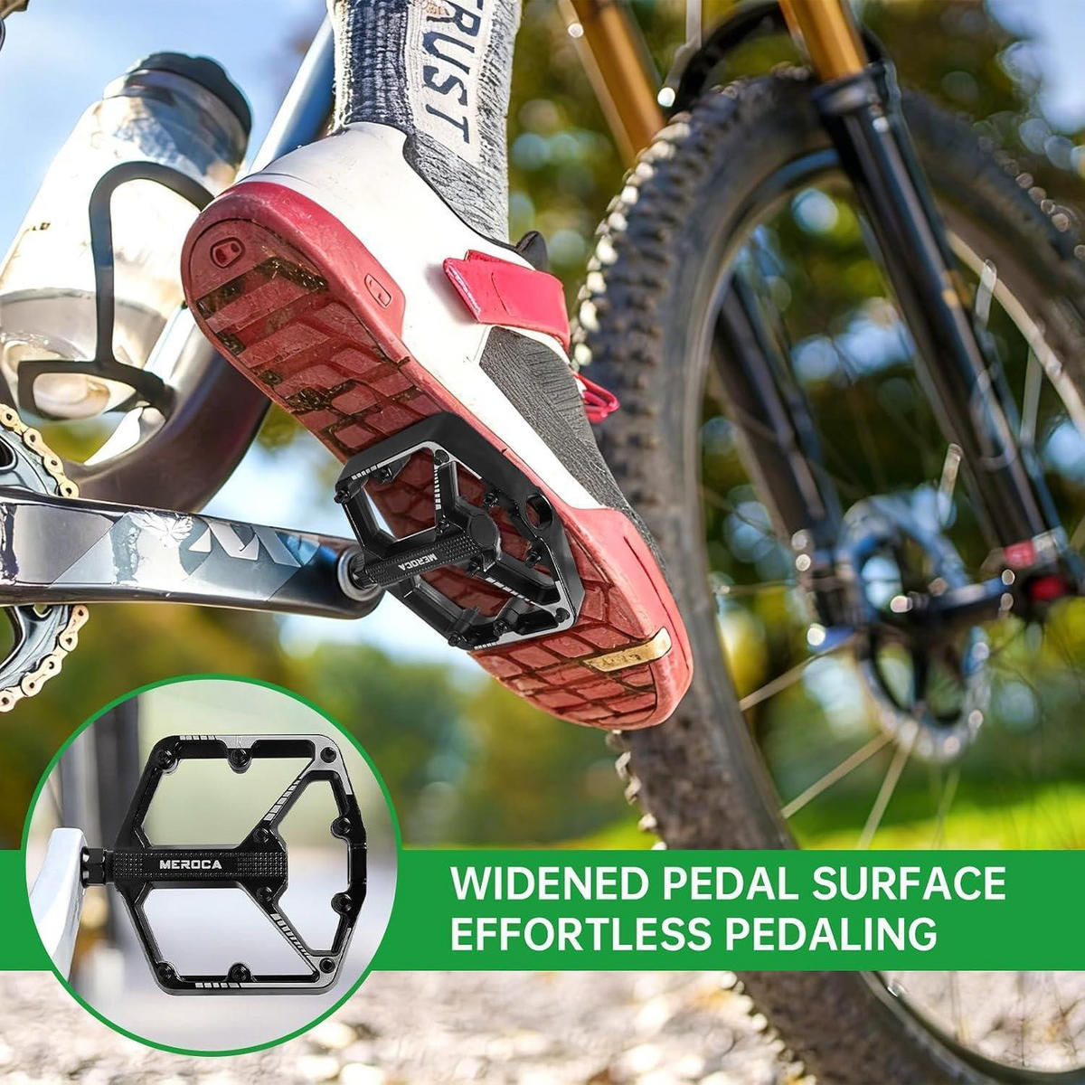 FAHRRADPEDALE 9/16 Zoll MTB Plattformpedale Aluminium Schwarz - Schwarz, Metall (10.1/2.5/10.6cm)