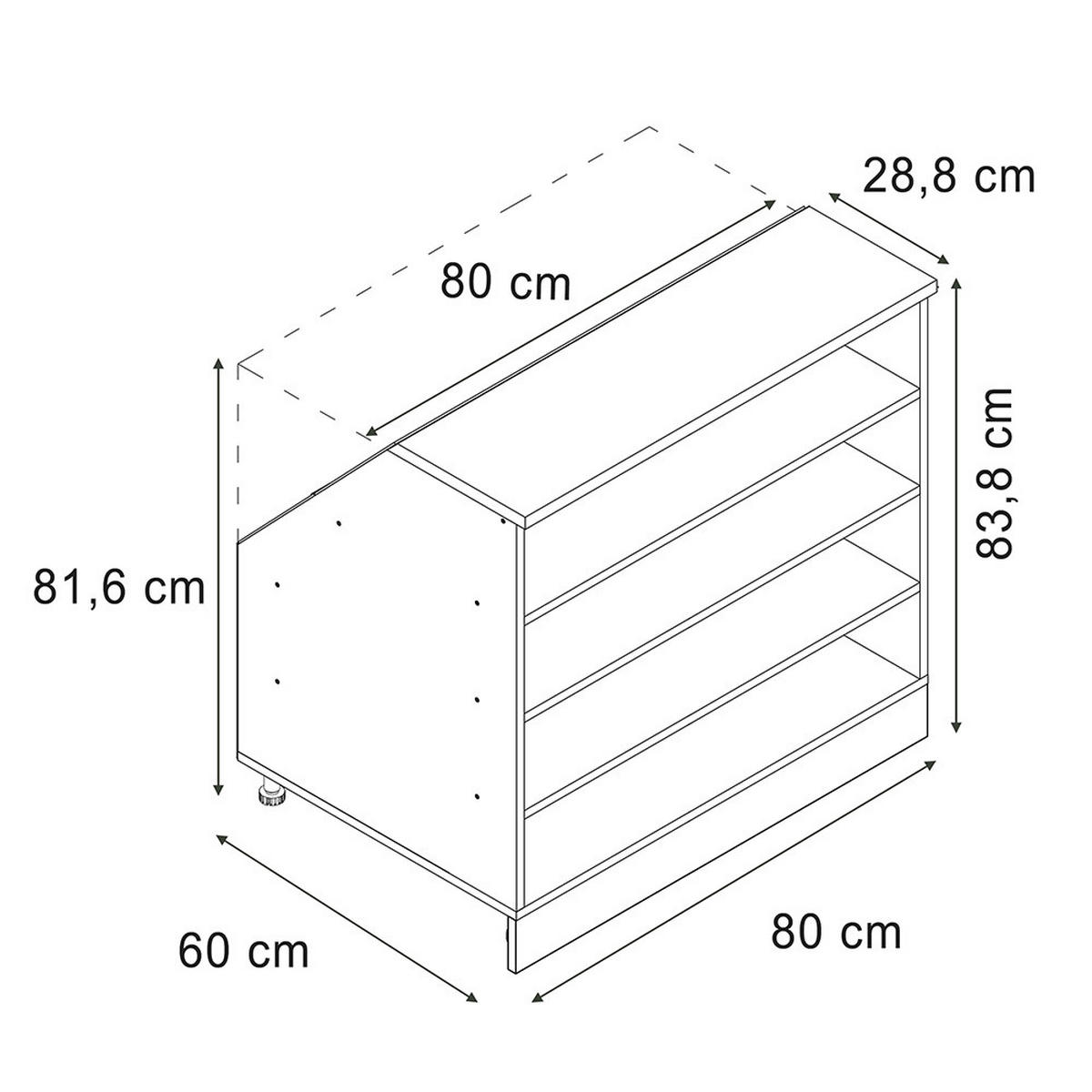 KUHINJSKI ORMAR ZA KOSINE KROVA R-Line Hrast zlatnog tona 80 cm s 4 pretinca, korpus ormara dubine 60 cm - hrast medunac, drvni materijal (80/83.8/60cm) - Vicco