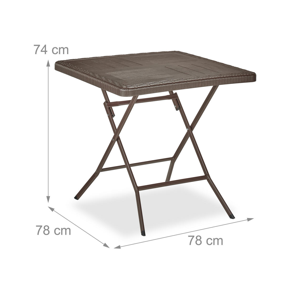 GARTENTISCH - Braun, Kunststoff/Metall (78/78/74cm) - Relaxdays