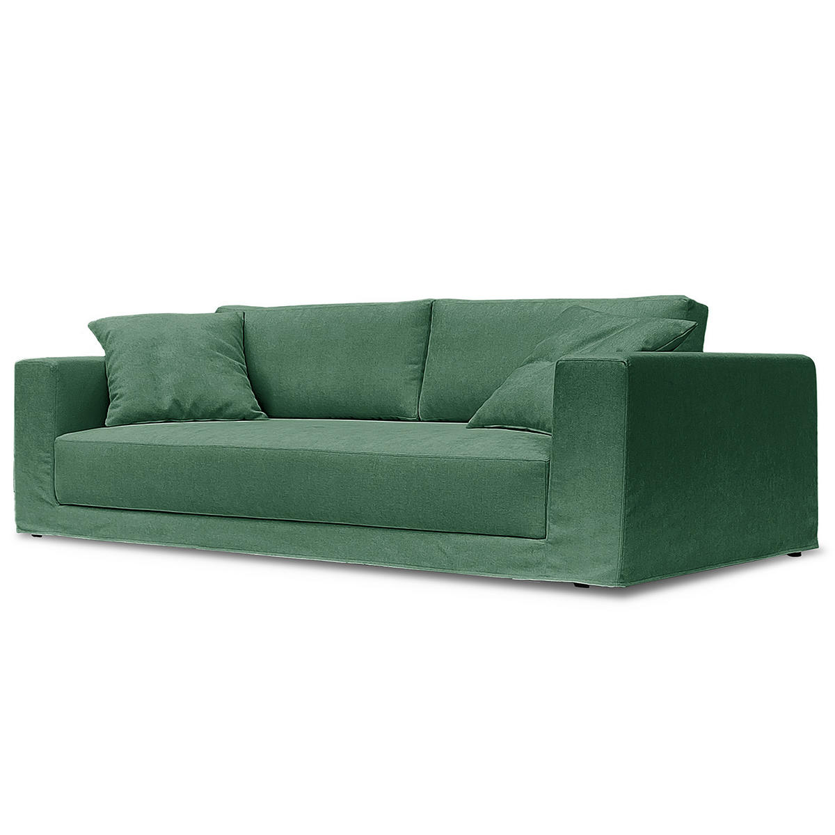 3-SITZER SOFA mit Wechselbezug - Webstoff - Grün, Textil (245/63/122cm) - home24