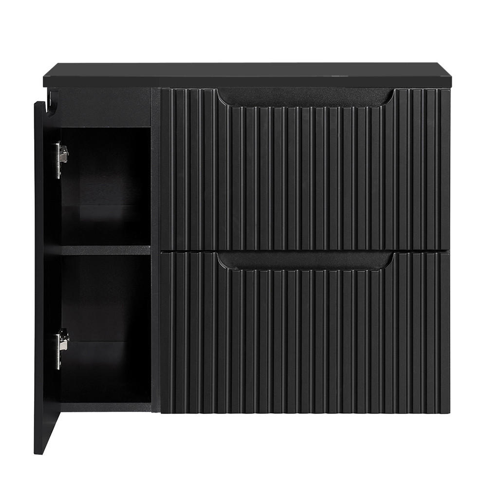 WASCHBECKENSCHRANK Newport-56 - Schwarz, Holzwerkstoff (80/60/40cm) - Lomado