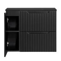 WASCHBECKENSCHRANK Newport-56 - Schwarz, Holzwerkstoff (80/60/40cm) - Lomado