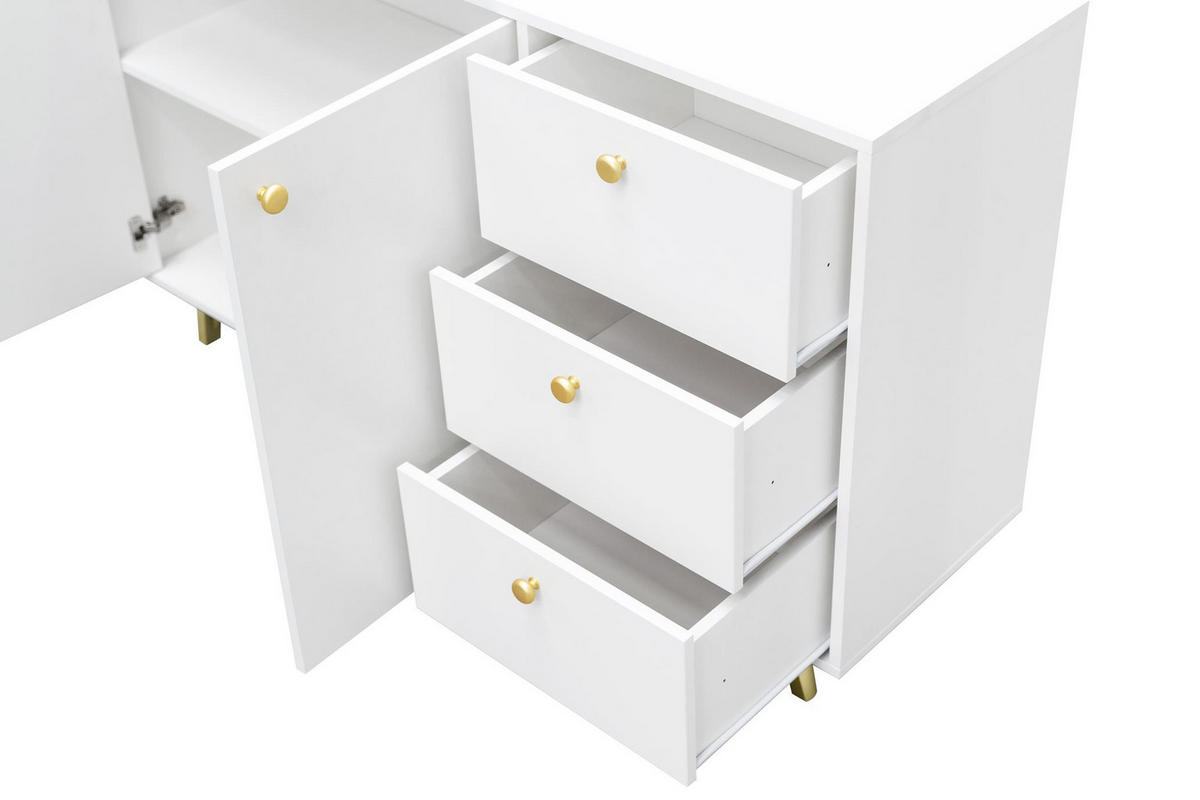 KOMMODE Rainbow Hellblau, Kombikommode mit Schubladen - Goldfarben/Hellblau, Holzwerkstoff (139/86/41cm) - Bettso
