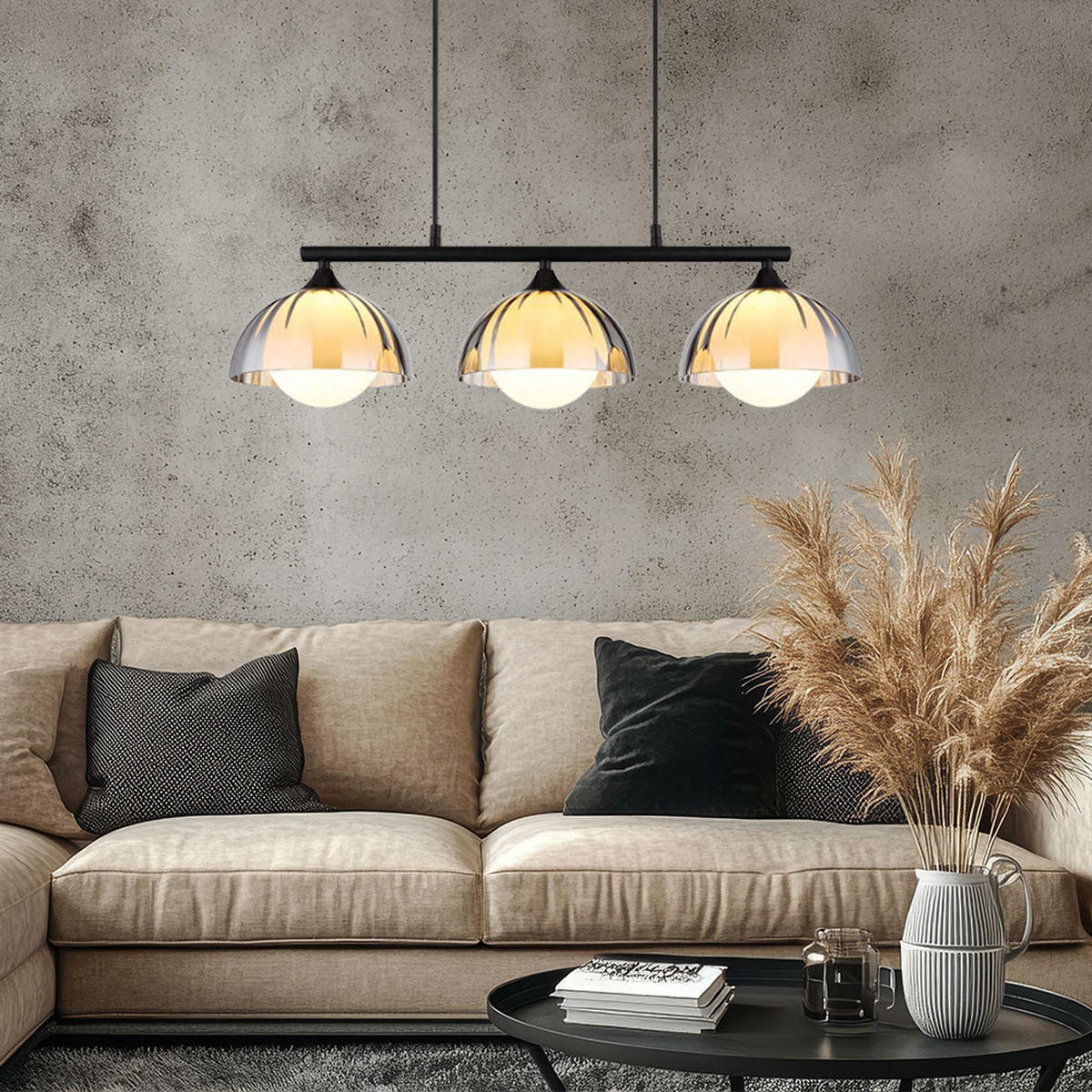 HÄNGELEUCHTE Eva Grau Rauchglas - Grau, Glas (70/20/120cm) - Nowa