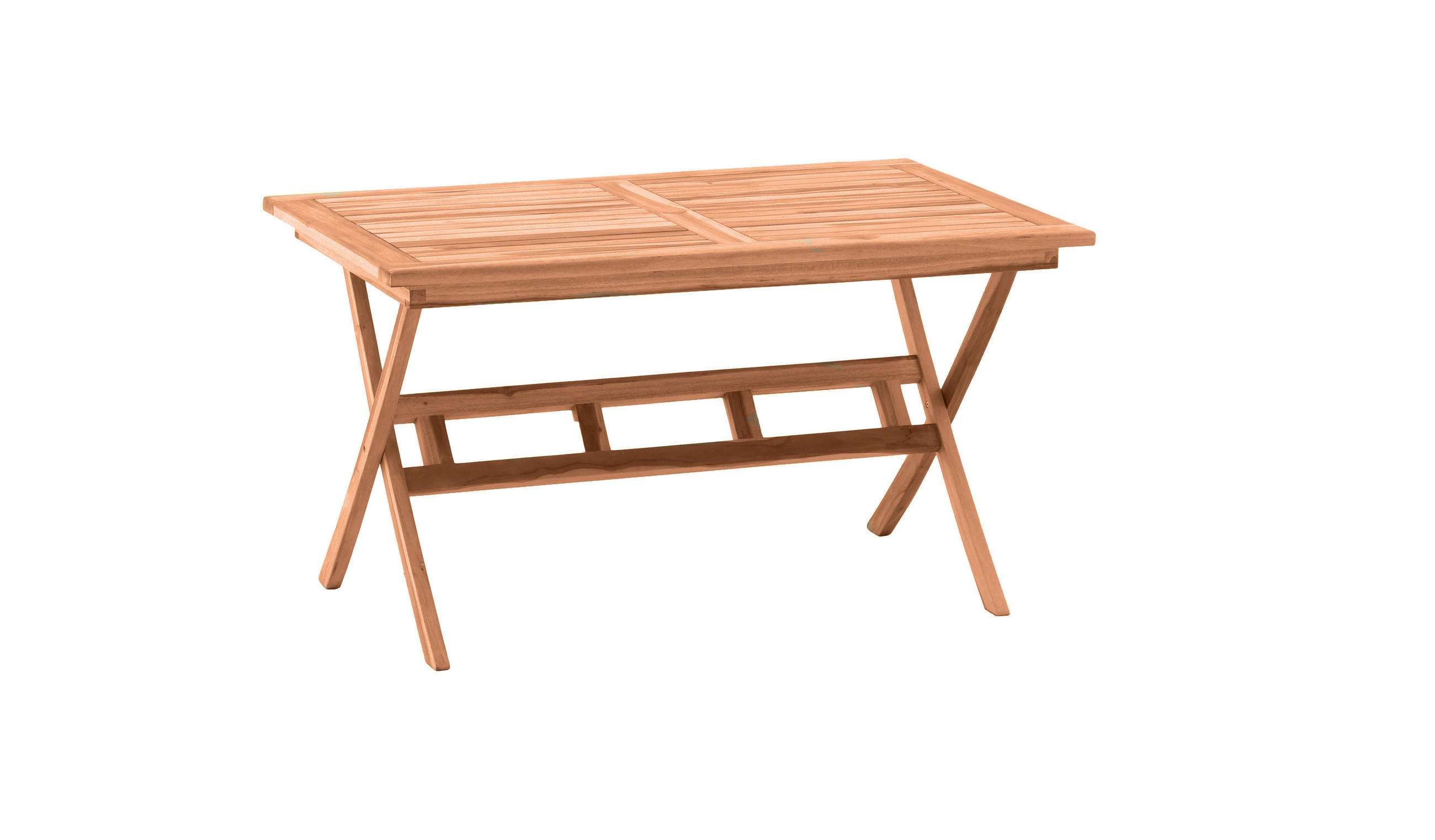 GARTENTISCH Teaka mit Schirmhalter, 135x85 cm,Teakholz, klappbar - Naturfarben, Holz (85/135/75cm) - TPFGarden