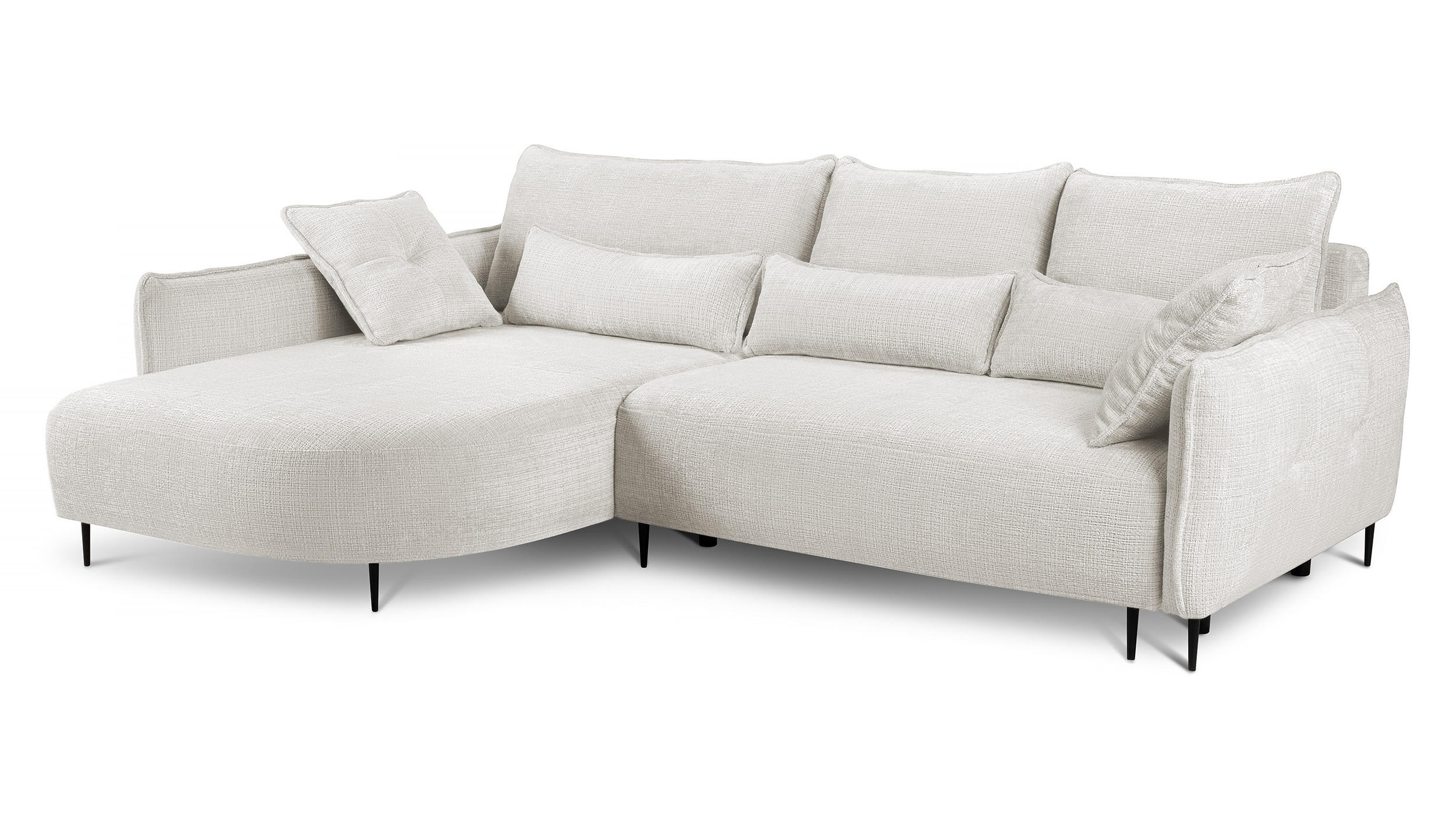 ECKSOFA Oblivio Cremeweiß Chenille - Creme/Schwarz, Textil/Metall (285/200cm) - Selsey