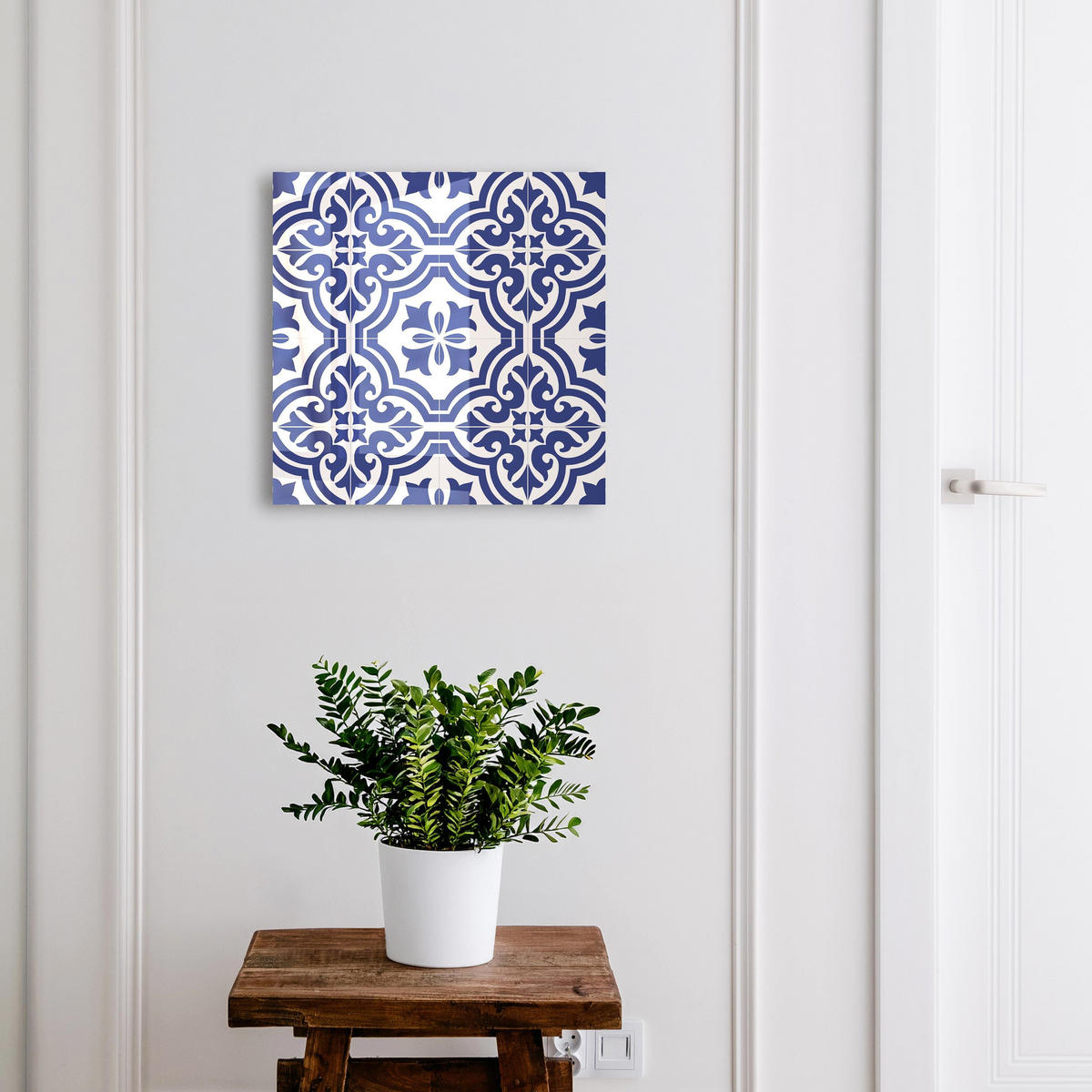 SCHLÜSSELBOX Schwarz 30x30 cm- Türöffnung nach rechts - Geometrische Schönheit - Blau, Metall (30/30/5cm) - TULUP