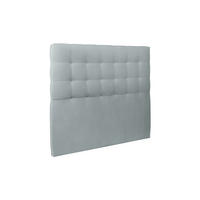 KOPFTEIL gepolstert - Gesteppt – blaugrauer Samtstoff - 150 cm - Beige/Blaugrau, Holz (150/120/10cm) - Sommeil de Plomb