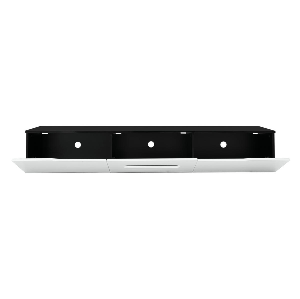 TV ormarić 180/35/30 cm crno-bijeli od MDF-a i iverice s LED rasvjetom i zidnom montažom - crna, drvni materijal (180/30/35cm) - OKWISH