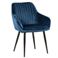 STUHL TURIN Samt Königsblau 85 cm - Blau/Schwarz, Textil/Metall (60/84/61cm) - riess-ambiente