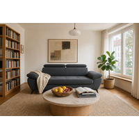 3-SITZER Karlstad Chenille Grau verstell. Kopfstützen B 215 cm - Anthrazit, Kunststoff/Textil (215/84/100cm) - foamnova