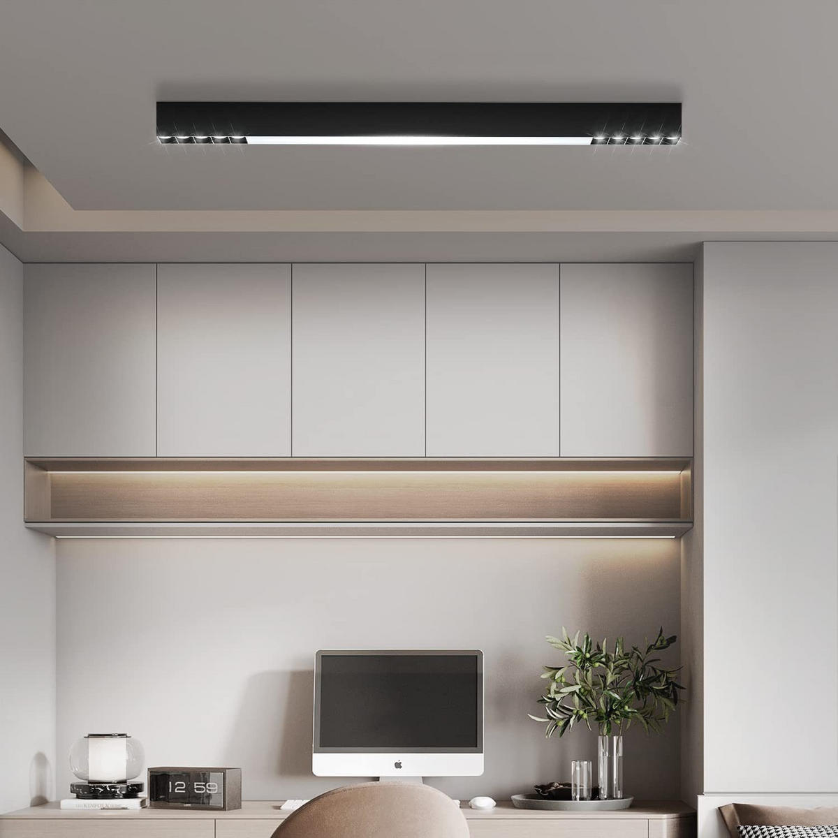 LED-DECKENLEUCHTE Ritter 80/3.5/5.5 cm - Schwarz, Metall (3.5/80/5.5cm) - Nettlife