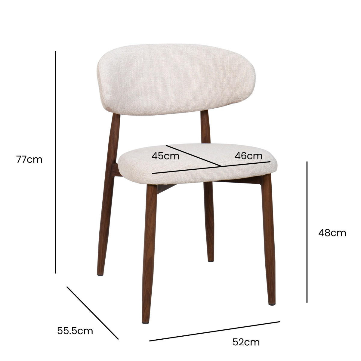 ESSZIMMERSTUHL 2er Set aus Stoff, beige - Beige, Textil (52/77/56cm) - Giga Meubel