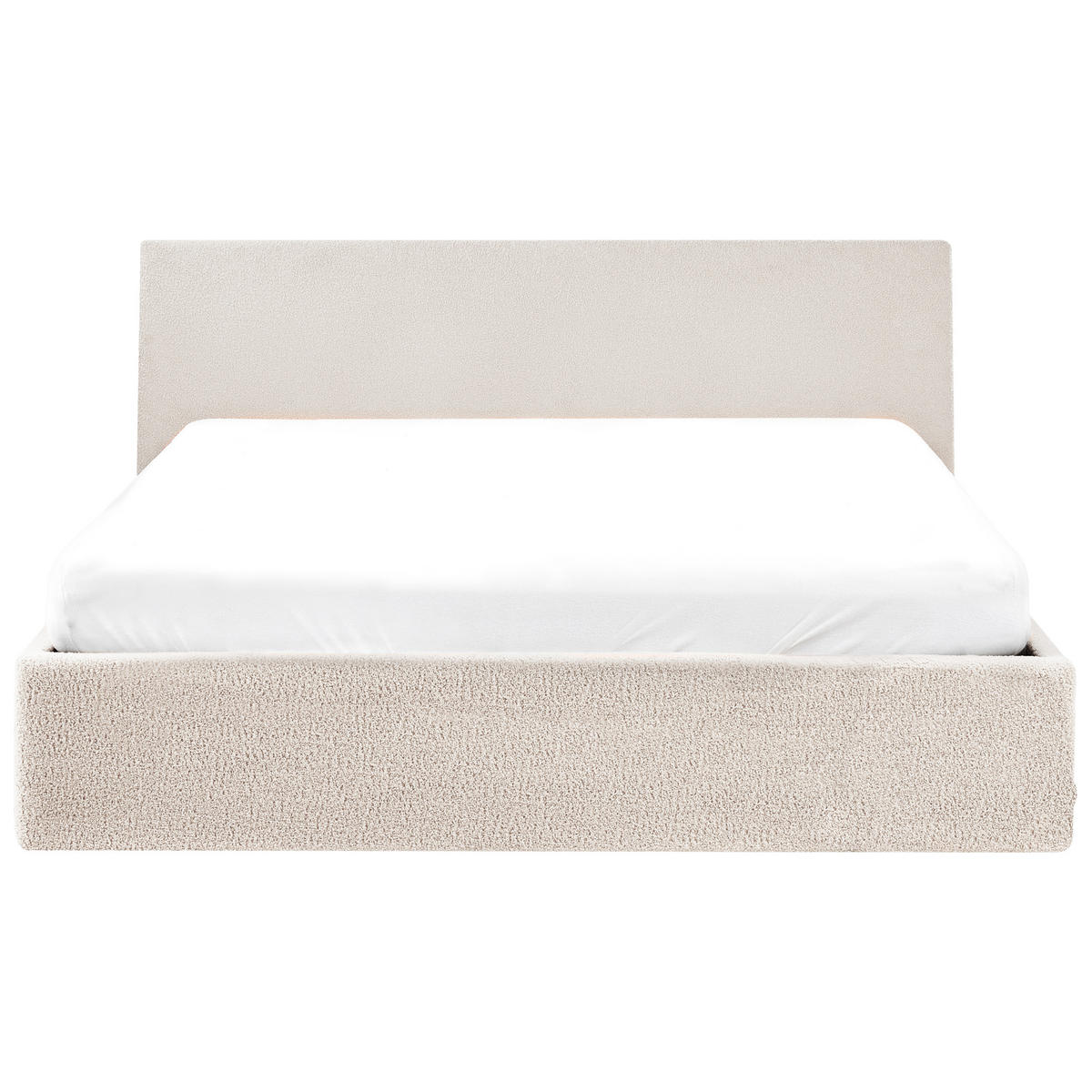 POSTELJA s prostorom za shranjevanje 160/200 bouclé kremasto bela Orbey - krem, tekstil (160/200cm) - Beliani