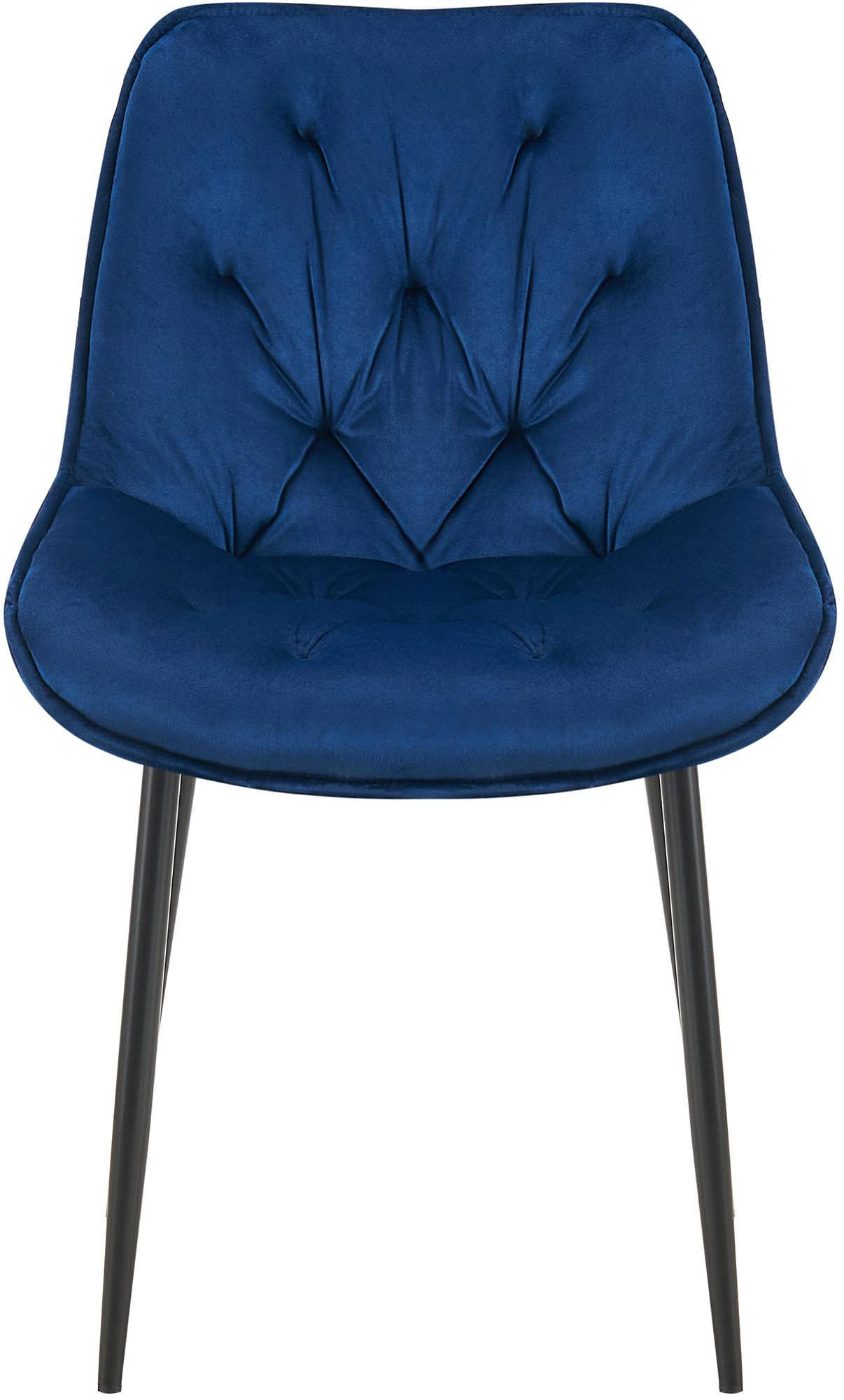 STUHL 2er Set Samt blau - Blau/Schwarz, Textil/Metall (52/84/59cm) - CLP