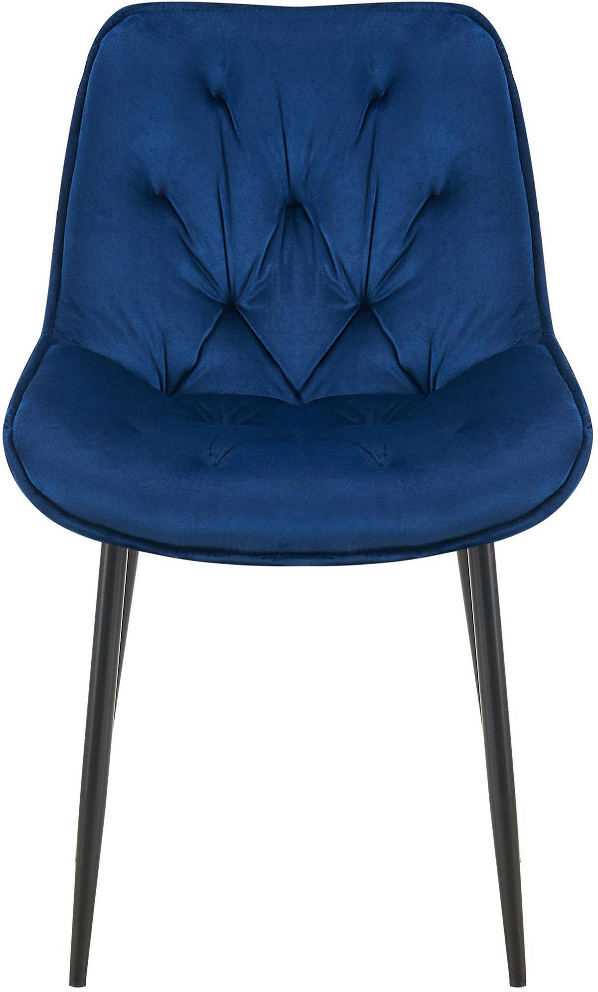 STUHL Samt blau - Blau/Schwarz, Textil/Metall (52/84/59cm) - CLP