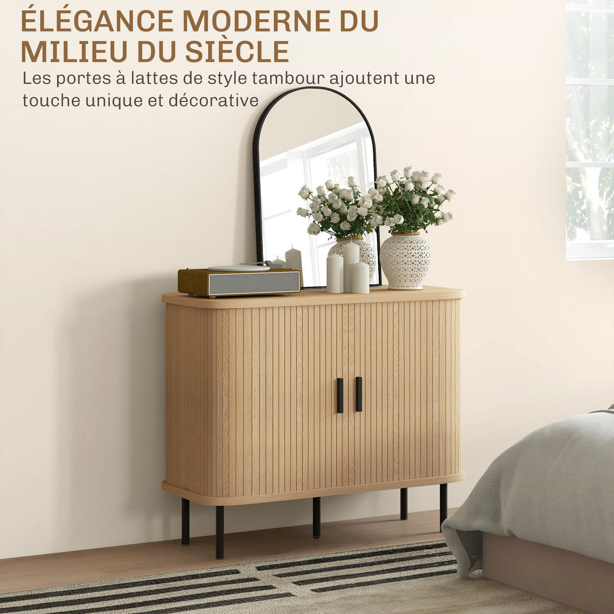 SIDEBOARD Eiche-Nachbildung und Schwarz, Schiebetüren, 90/40/75 cm - Eichefarben, Holz (90/75/40cm) - PANGIVO