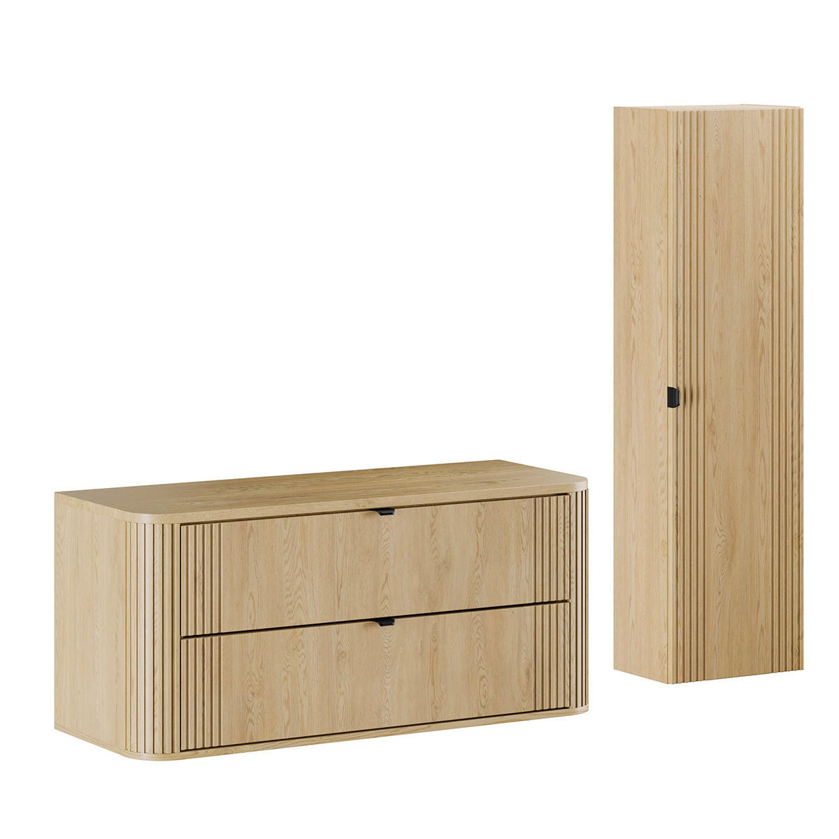 WASCHTISCHUNTERSCHRANK 120.4cm Mila 2er-Set Helle Eiche - Braun, Holzwerkstoff (120.4/54/46cm) - Petits-meubles