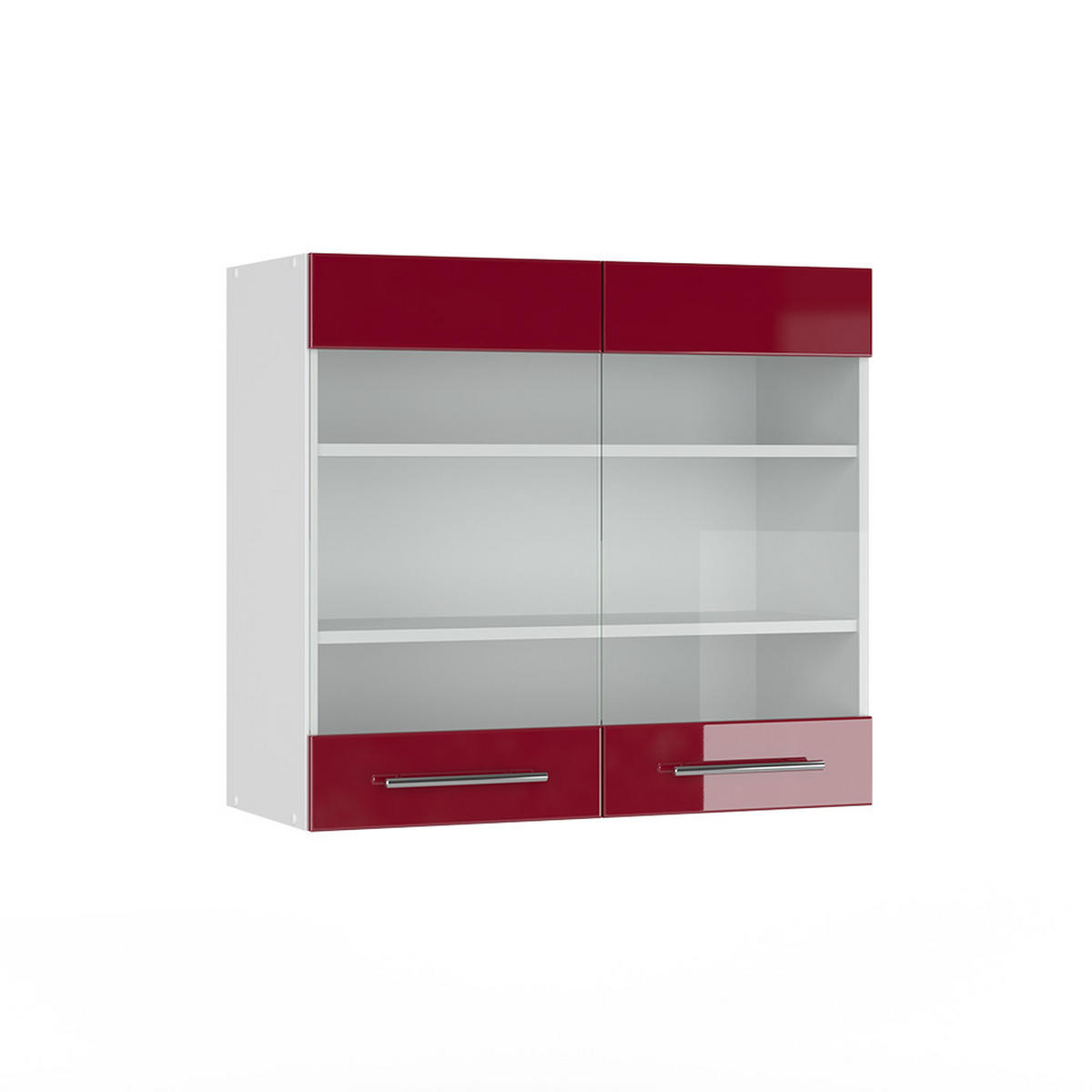KÜCHENGLASSCHRANK Fame-Line Bordeaux Hochglanz 80 cm - Bordeaux/Weiß, Holzwerkstoff (80/72/34.1cm) - Vicco