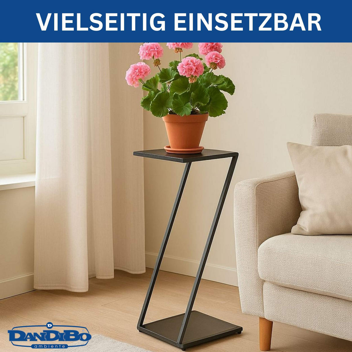 PFLANZENSTÄNDER Metall Schwarz Eckig 80 cm Hoch - Schwarz, Metall (30/80/30cm) - DanDiBo