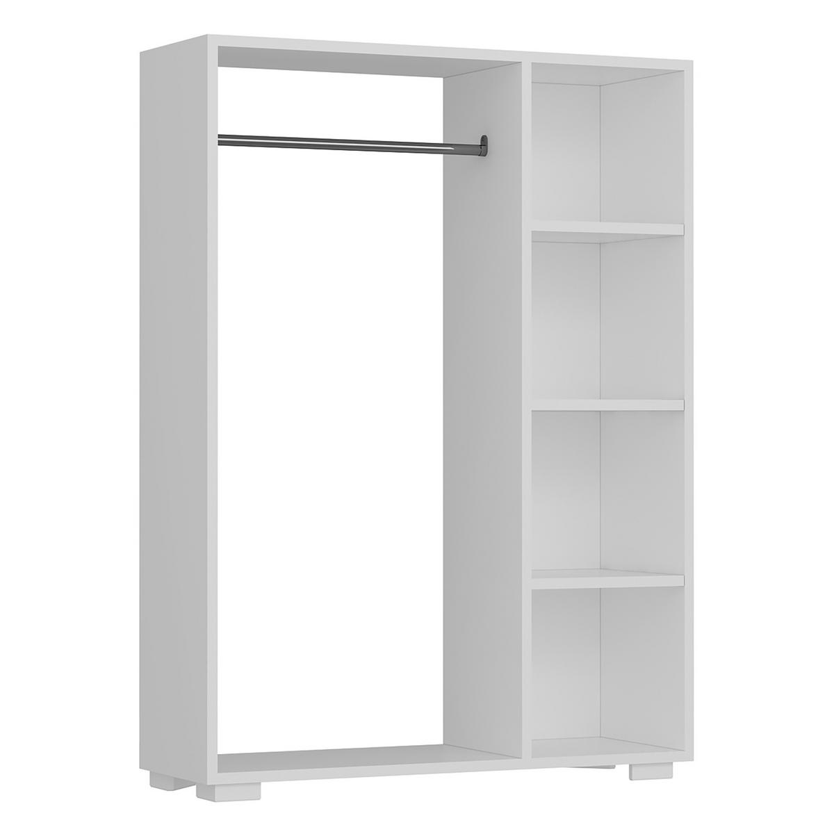 KLEIDERSCHRANK Nesbyen - Weiß, Holzwerkstoff/Kunststoff (90/126/30cm) - [en.casa]