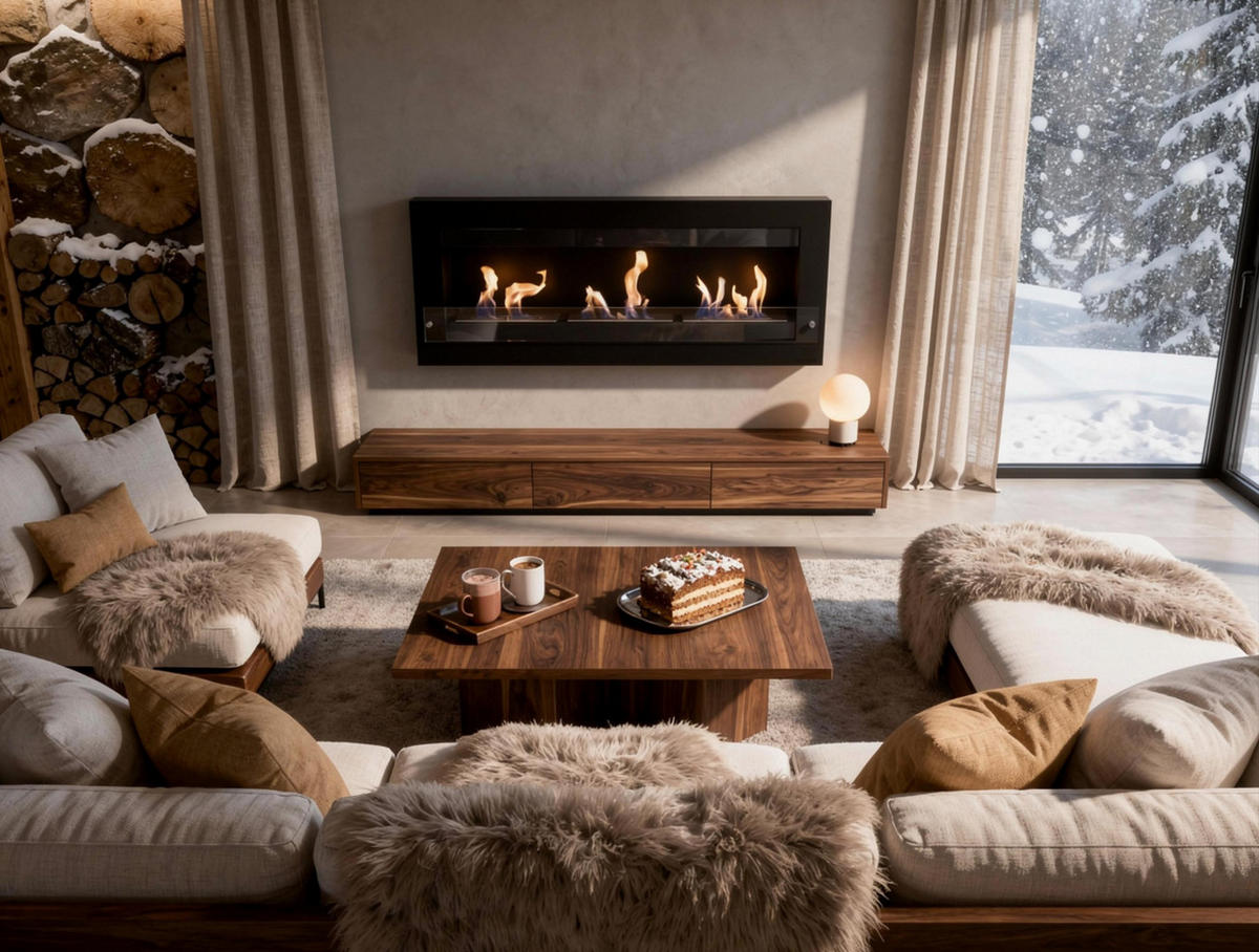 BIOETHANOL-KAMIN Schwarz Wandmodell inklusive 3.6 L Brennblock - Schwarz, Metall (136/54/21cm) - Purline