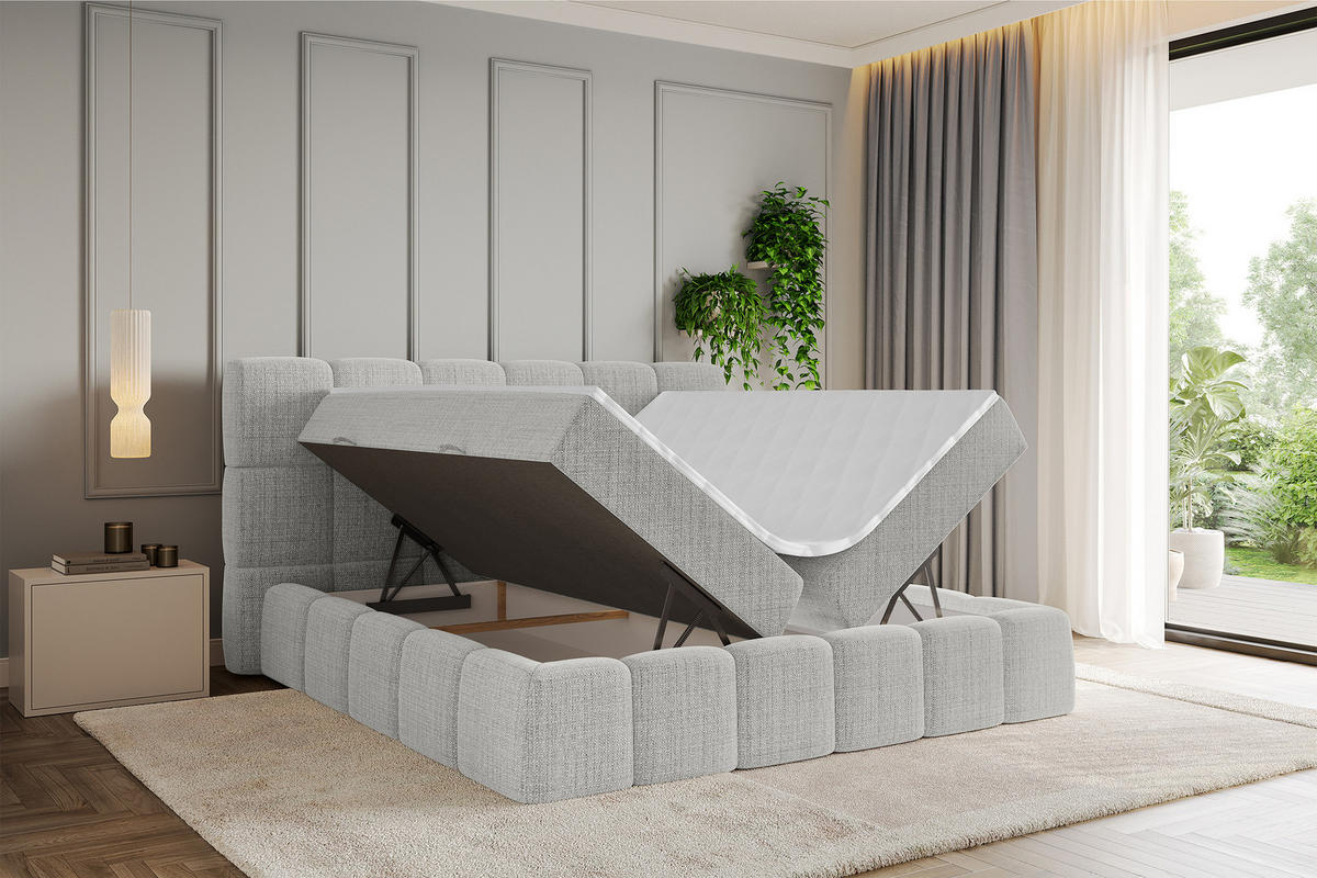 BOXBETT - AURI-H3 - 160x200 Hellgrau Aragon - Taupe, Holzwerkstoff (160/200cm) - ALTDECOR