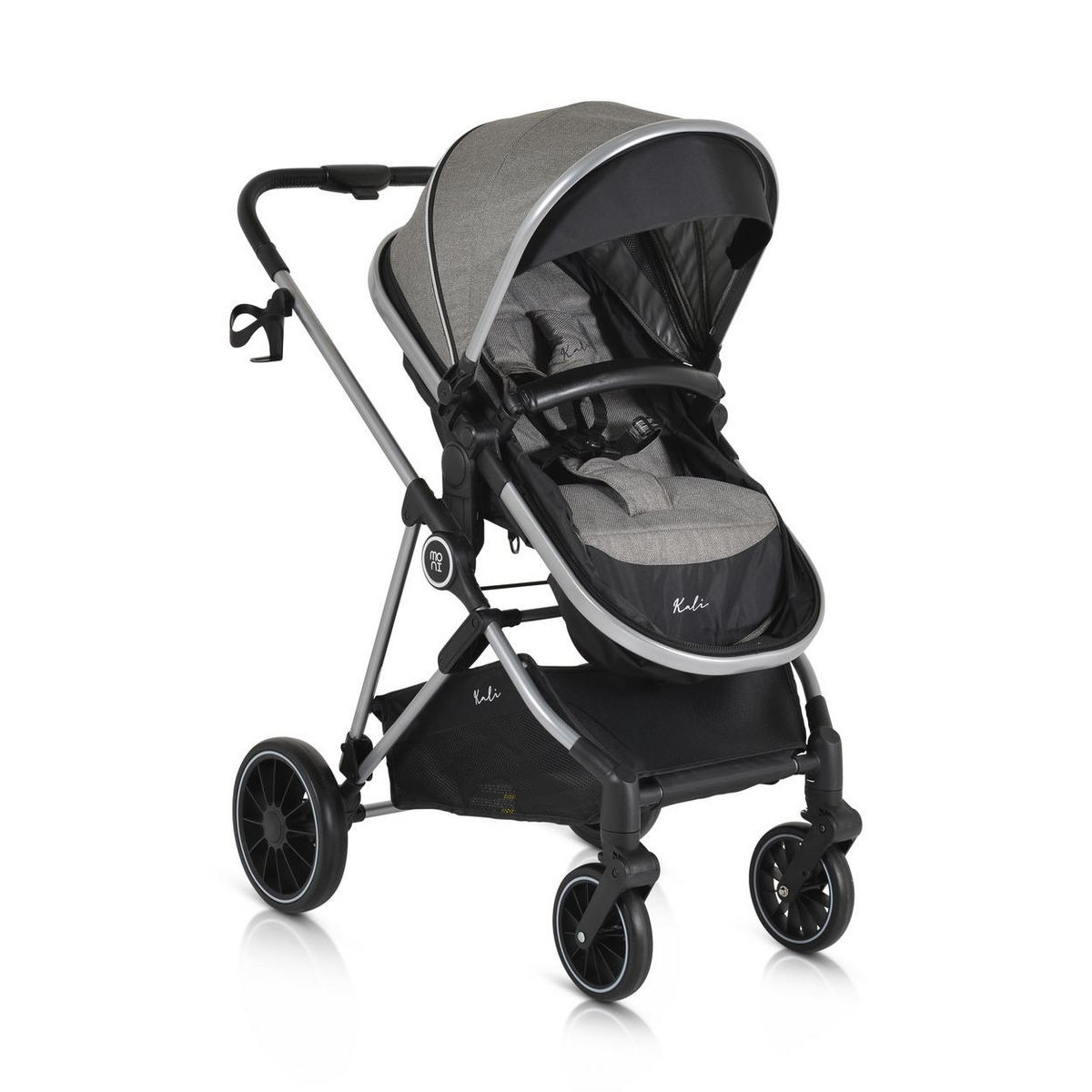 KINDERWAGEN 2 in 1 Kali grau umbaubar, Korb, Getränkehalter, Tasche - Grau, Metall (77/58/109cm) - Moni