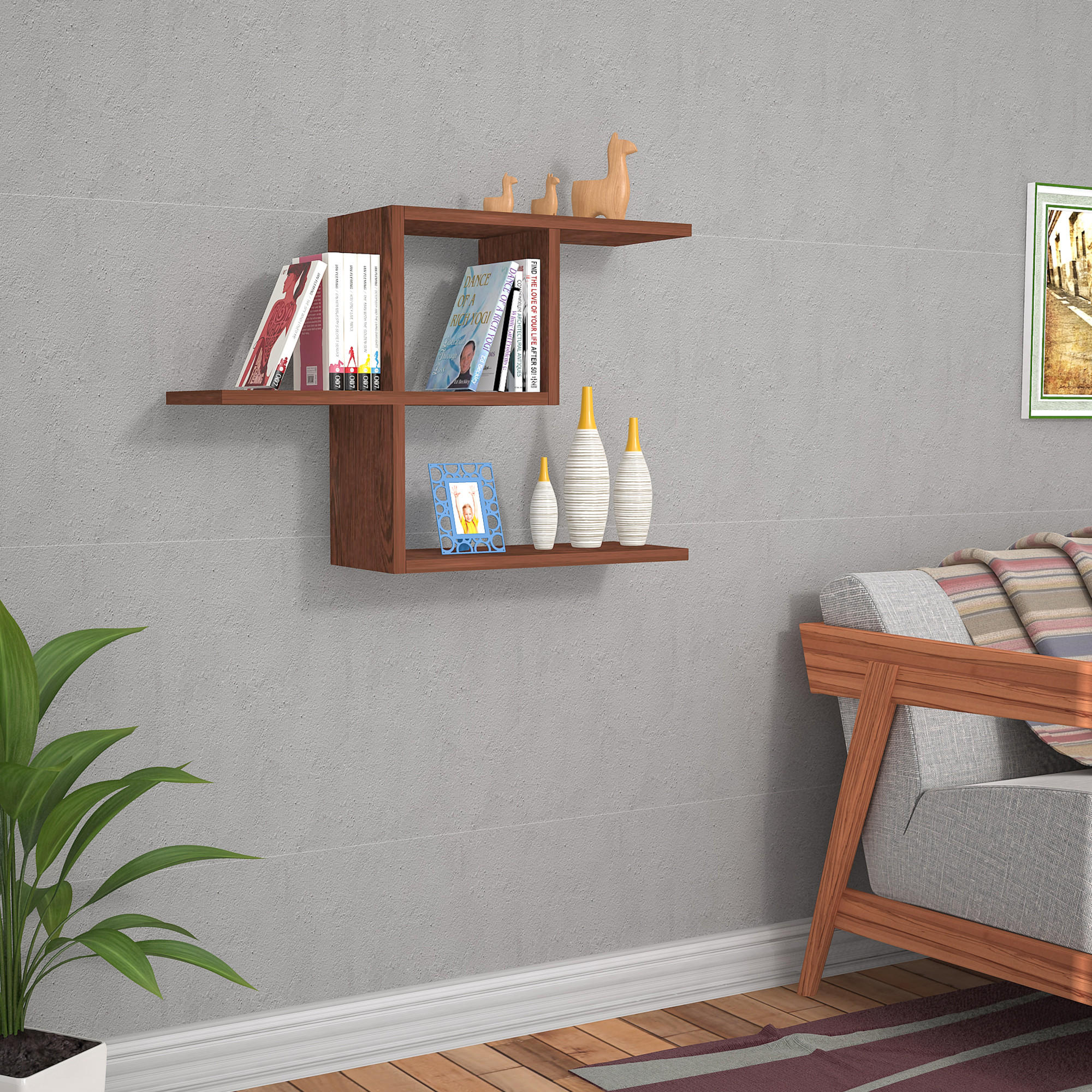 WANDREGAL Hadsel - Wengefarben, Holzwerkstoff (75/50/22cm) - [en.casa]