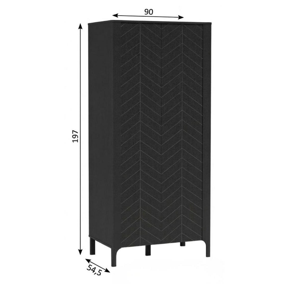 KLEIDERSCHRANK Malumi MM-7 90 x 197 x 54,5 cm Schwarz Paintflow - Schwarz, Holzwerkstoff (90/197/54.5cm) - Koseto