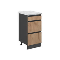 SCHUBLADENSCHRANK R-Line Goldkraft Eiche 40 cm AP Marmor - Honigeiche/Anthrazit, Holzwerkstoff (40/81.6/60cm) - Vicco