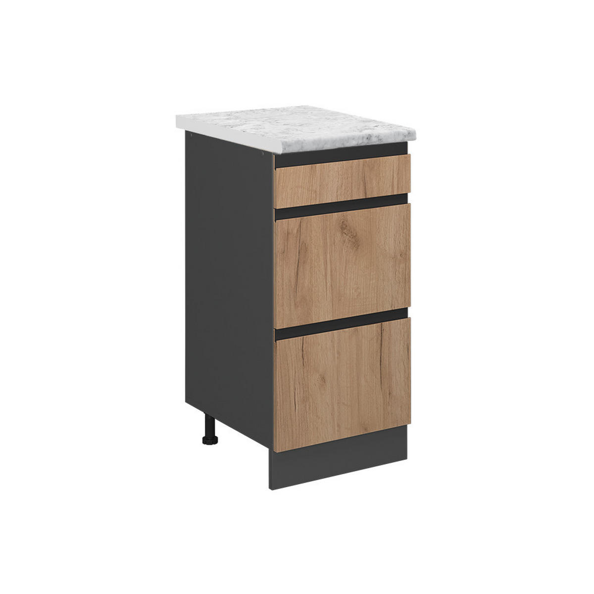 SCHUBLADENSCHRANK R-Line Goldkraft Eiche 40 cm AP Marmor - Honigeiche/Anthrazit, Holzwerkstoff (40/81.6/60cm) - Vicco