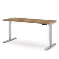 SCHREIBTISCH Elektrisch höhenverstellbarer Schreibtisch Y-Line Eiche Tabak Weißaluminium 160/70/62-127cm - Weiß Hochglanz/Silberfarben, Holzwerkstoff/Metall (70/160/127cm) - ASSMANN