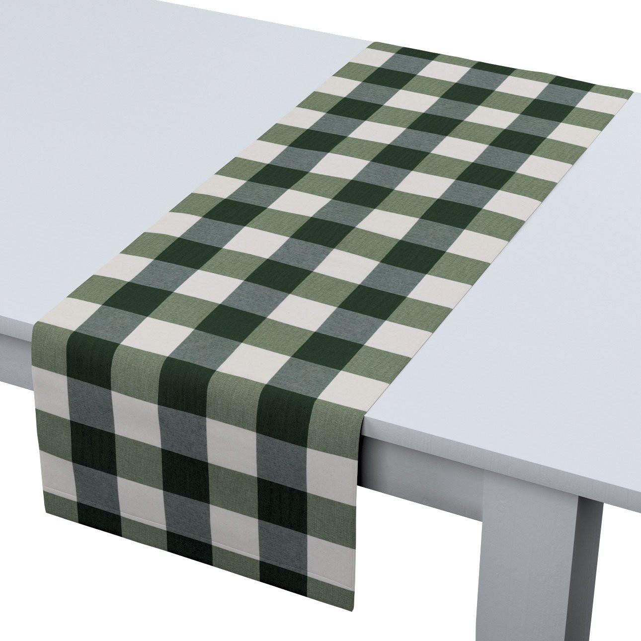 TISCHLÄUFER Quadro, weiß und grün, 40x130 cm - Grün, Textil (40/130cm) - Dekoria