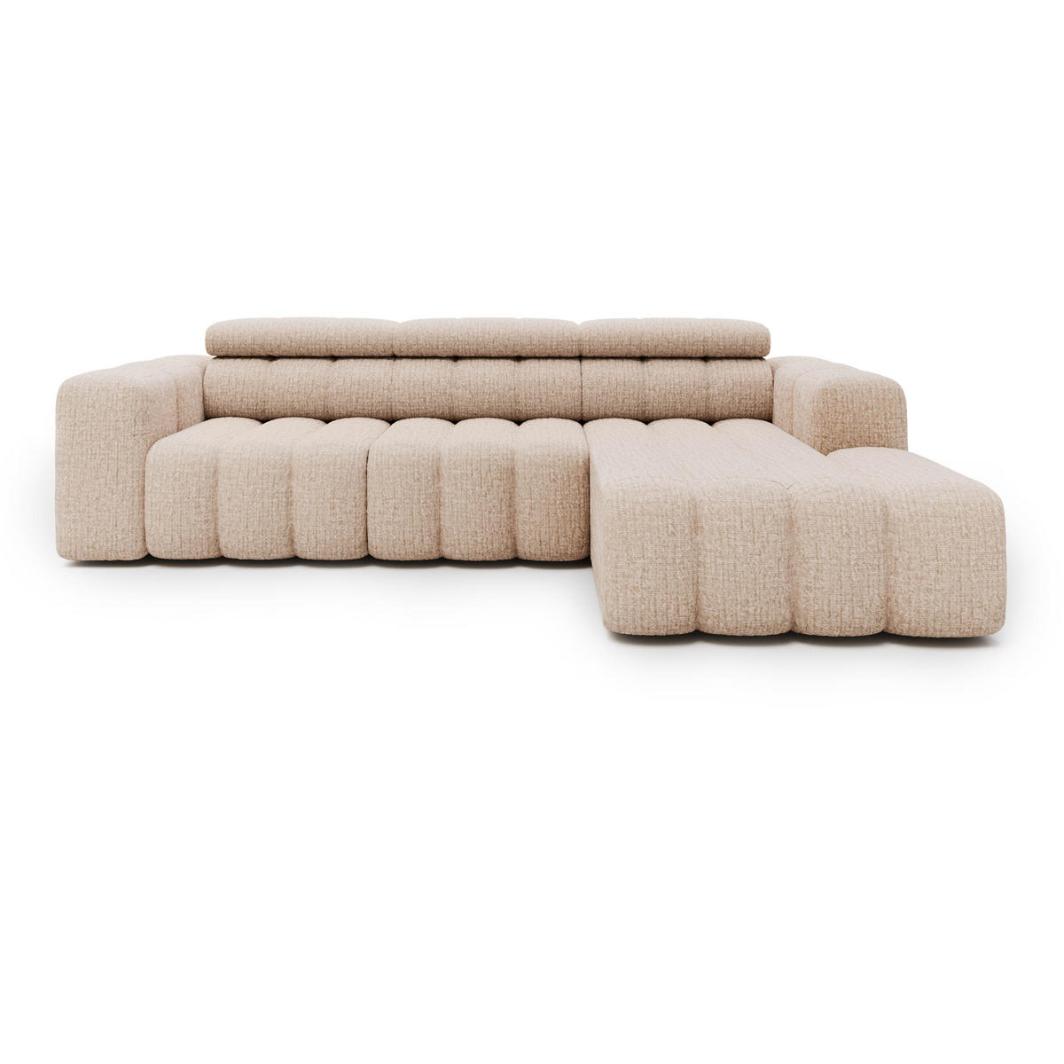 ECKSOFA Ottomane rechts Chenille 289x188x78 beige KONSTANTIN - Beige, Kunststoff (289/188cm) - Massivmoebel24