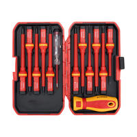 SCHRAUBENDREHER-SET mit Werkzeugkasten 13-teiliges isolierter aus PP, TPR, S2-Stahl in Rot/Gelb - Gelb, Metall (12.5/21/4.5cm) - Livingandhome