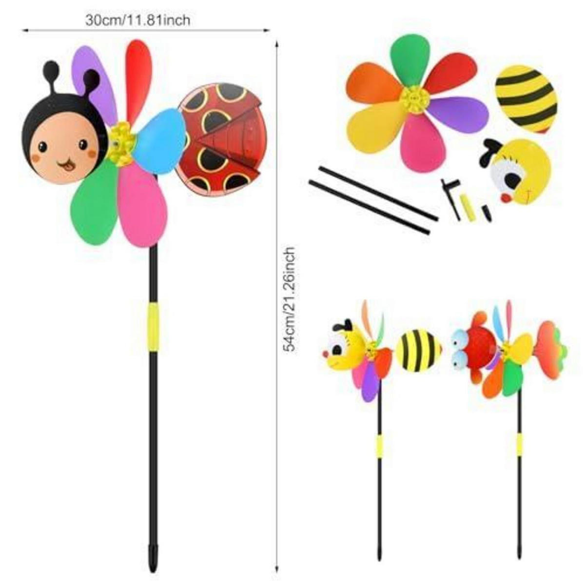 GARTEN Windrad 3-teiliges Set Tiere Bunt - Multicolor, Kunststoff (30/54/1cm)