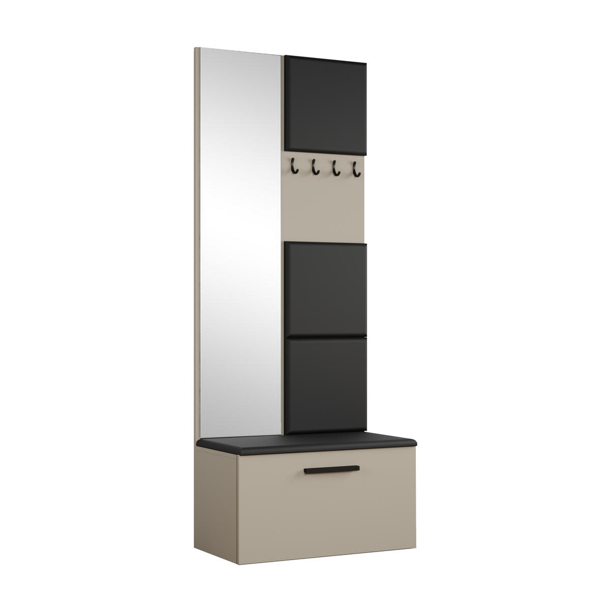 GARDEROBENSCHRANK Rosanno III Kaschmir 80,6/204/40 cm – Modern, mit Spiegel und Kleiderhaken - Beige, Holzwerkstoff/Kunststoff (80.6/204.1/40cm) - AX Living