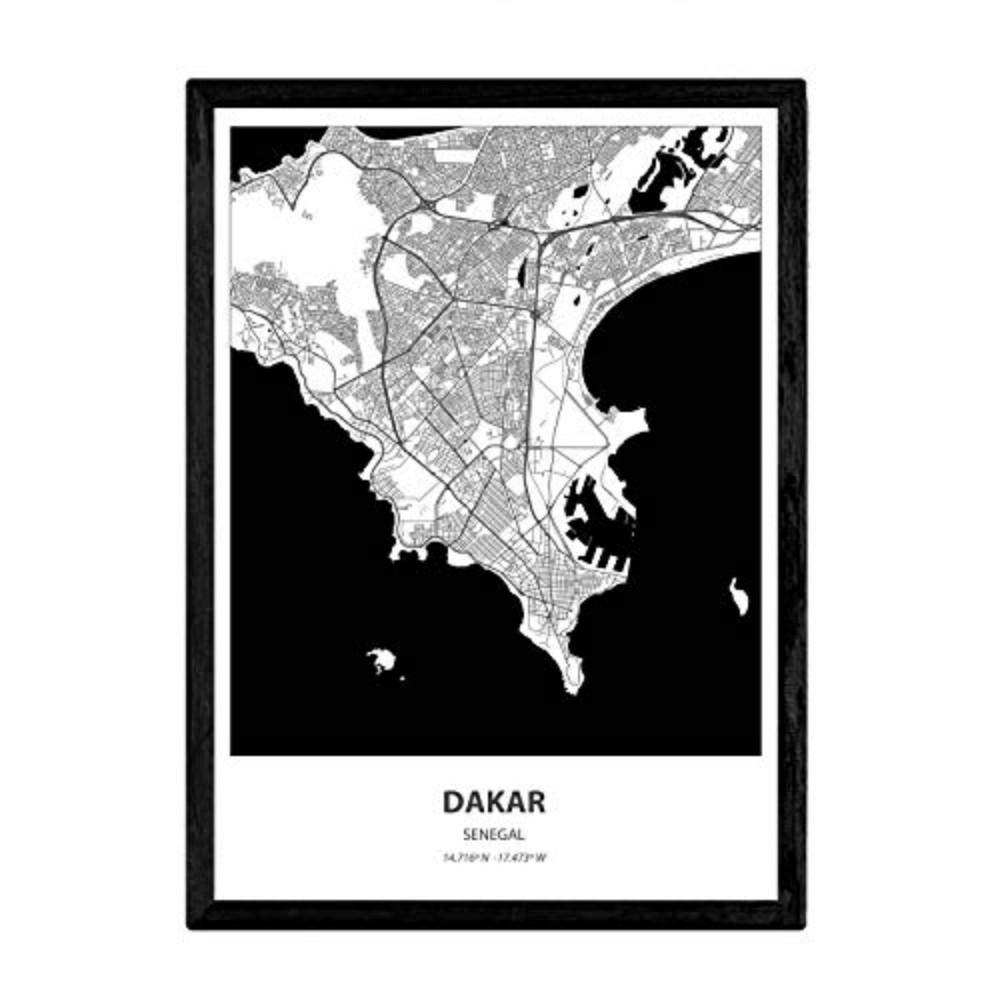 POSTER Karte Von Dakar - Senegal A3 Rahmenlos - Klar, Papier (29.7/5/42cm) - Nacnic