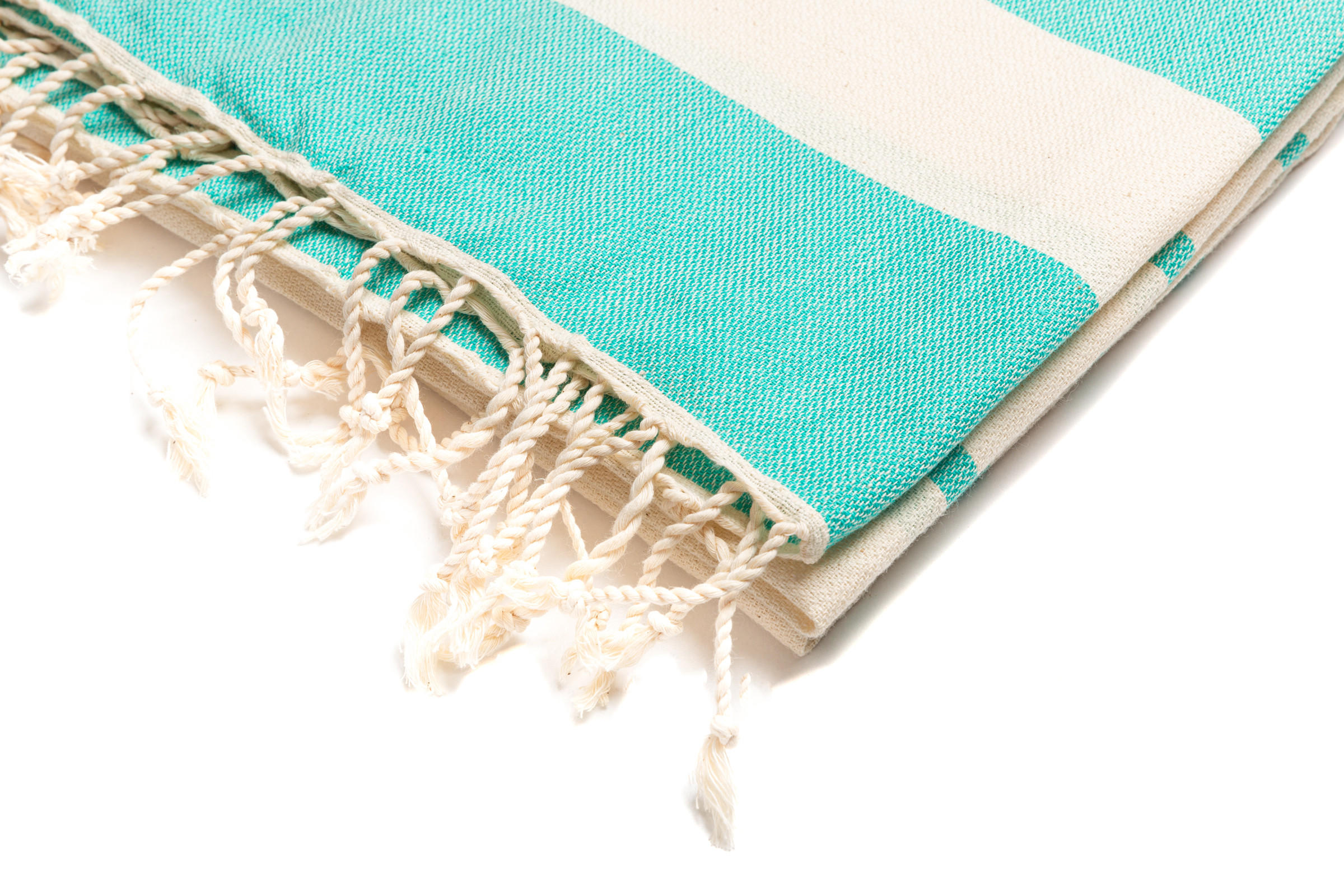 HAMAMTUCH Gestreift 100x180 Türkis - Türkis, Textil (180/100cm) - Villa Möbel
