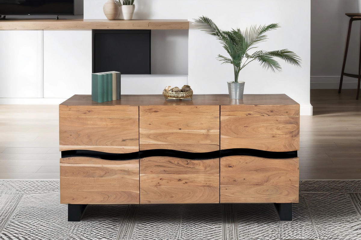 SIDEBOARD KYOTO - Beige/Schwarz, Holz/Metall (160/85/45cm) - SAM